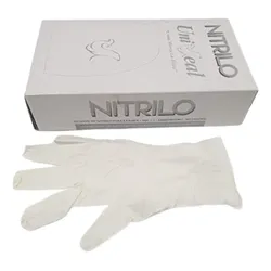 Guantes desechables nitrilo UniSeal antideslizantes hipoalergénicos blancos talla G x100