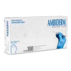 Guantes descartables antideslizantes Ambiderm color azul talle CH de nitrilo x 100 unidades