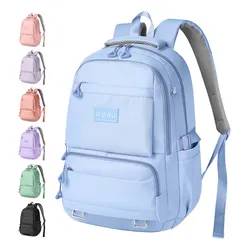 Mochila Escolar Iforu Antirrobo Backpack-02 Color Celeste Diseño Liso 30L