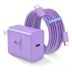 45w Cargador Súper Rápida Tipo C Para Samsung A56 A55 A36 A35 A16 S25 Ultra S25 S24 Ultra Con Cable De 2 Metros 5a Violet Cerobby