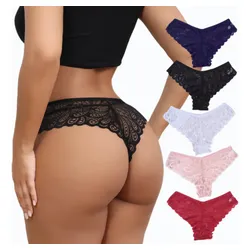 Tanga Corte De Encaje De Mujer Sexy Bragas De 5 Piezas