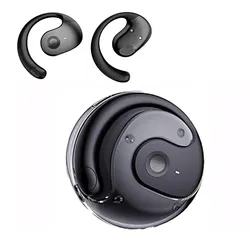 Auriculares Deportivos Con Bluetooth,Keluona OWS-T2 Audífonos Inalámbricos Con Diseño De Coco Redondo, Diseño De Gancho, Táctiles Y Sin Introducción En El Oído, Negro