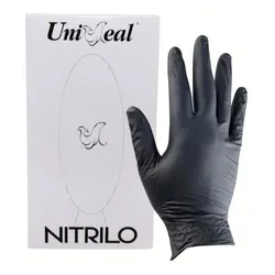 Guantes descartables antideslizantes UniSeal 3.5 grs color negro talle G de nitrilo x 100 unidades