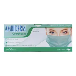 Cubre Bocas 3 Pliegos Ambiderm Verde Caja C/50