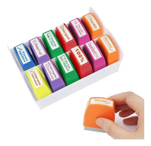 Pack 12 Sellos Autotintables Multicolor Para Maestros Ingles Comentarios
