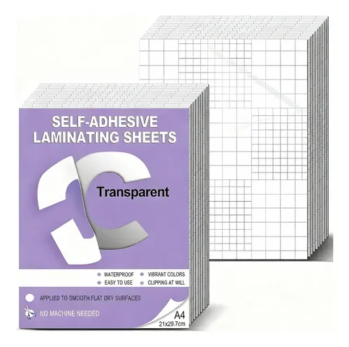 Láminas Para Laminado En Frío, Brillantes E Impermeables, De Vinilo Transparente A4 Para Fotos Y Documentos - Pack De 30 Unidades