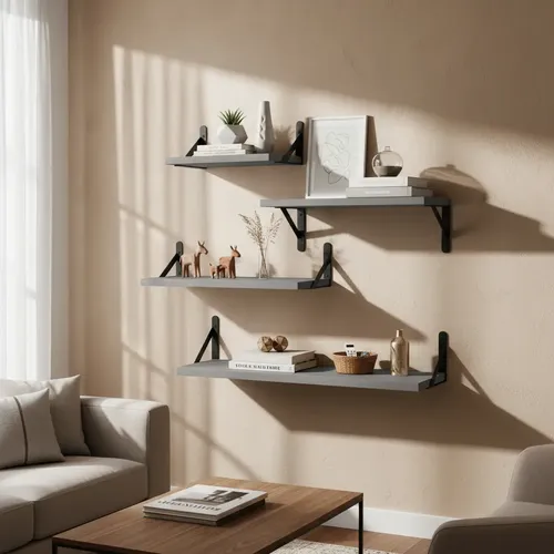 4 Repisas De Madera Estantes Flotantes Muebles Hogar Decorar