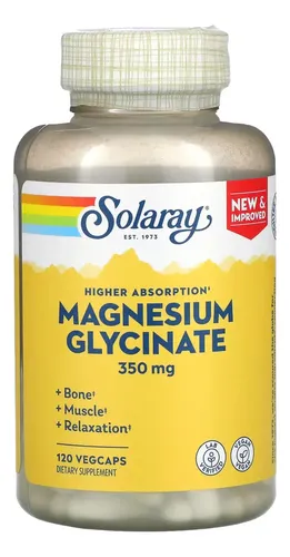 Solaray Glicinato De Magnesio 350mg 120 Capsulas Sin Sabor
