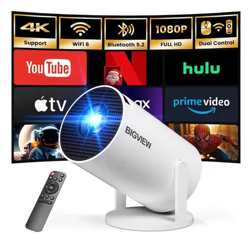 Bigview Mini Proyector Hy300 Pro Proyector Profesional 4k Wifi Blanco Portátil Smart Tv 12000lm