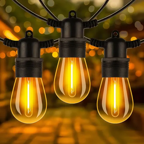 Guirnalda De Luces Led Exterior,15m 15+1 Focos Led S14 Serie De Luz Vintage Decorativas Para Jardin