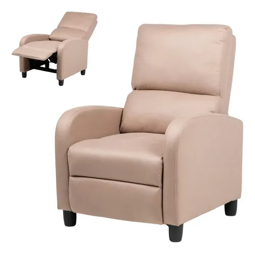 Sofá Reposet Reclinable Individual Tapizado de Tela Sillón Acolchado Color Beige Kingshouse Sofare