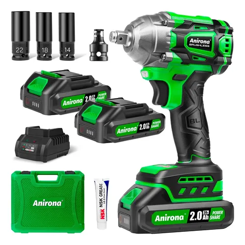Llave De Impacto Inalámbrico Sin Carbons Anirona C/2baterías