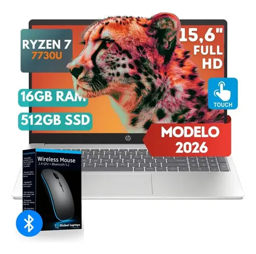 Hp Gamer Ryzen 7 7730u 512gb Ssd 16gb Ram Pantalla Táctil 15.6 Fhd 1920 Px X 1080 Px Amd Radeon Graphics Incluye Windows Instalado Laptop Fc0057 Con Regalo Silver