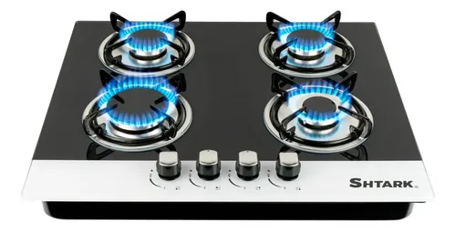 Parrilla A Gas Empotrable 4 Quemadores Vidrio Templado Negro/blanco