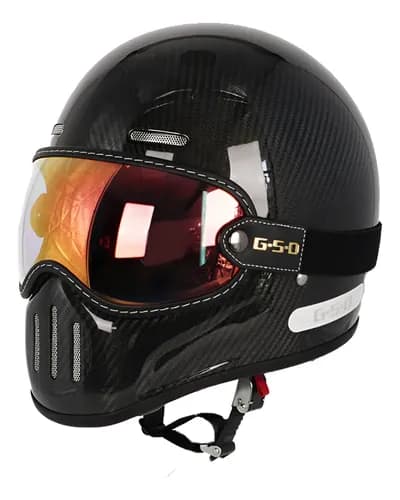 Casco De 3k Carbono Vintage Con Gafas Protectoras De Colores