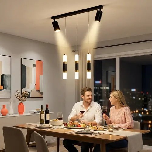 Lámpara De Techo Decorativa Led Moderna Colgante 3 Luz Negro