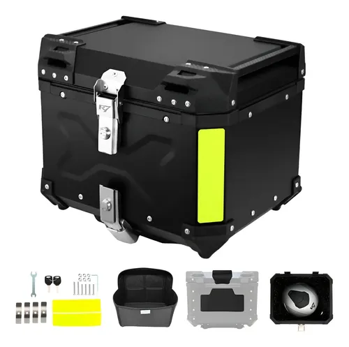 Caja Porta Cascos Moto Maletero 45l De Aluminio Con Respaldo