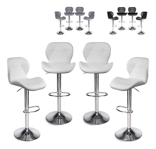 Set De 4 Bancos De Cocina Barra Silla Taburete Respaldo Alto