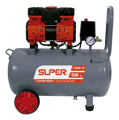 Compresor De Aire Super Libre Aceite 1300w 127v 116psi 50 L Gris 60hz Monofásica