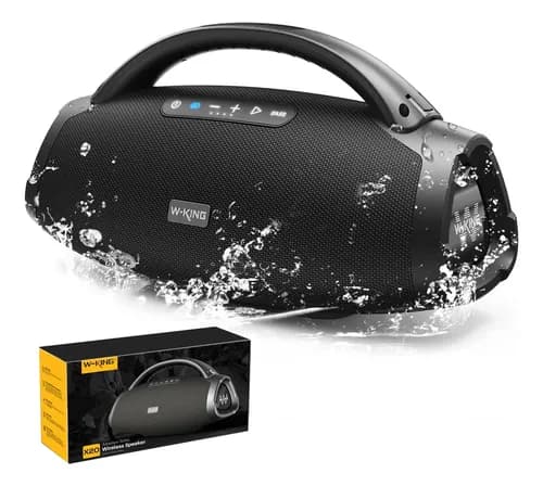 Bocina Bluetooth W-King X20,BOOMBOX Portátil máx 330 W RMS 200 W 10000mAh 24hrs Karaoke IP67 para estudios de música profesional, fiestas con app TYPE-C,TF, AUX, unidad flash USB, guitarra y micrófono