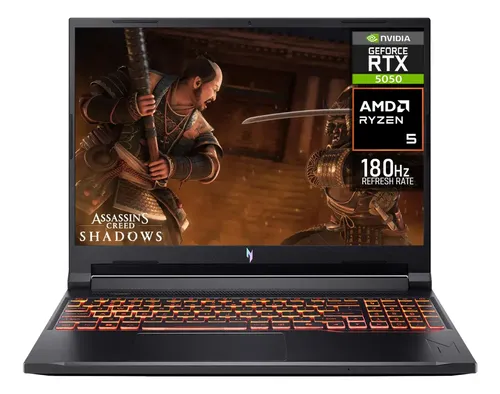 Laptop Gamer Acer Nitro V 16 Ai Nvidia Geforce Rtx 5050 Amd Ryzen 5 240 16gb Ddr5 Ssd 512gb 16 Wuxga 180hz W11 Teclado Ingles Multitarea Avanzada Y Gaming Competitivo Negro