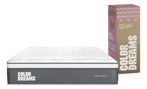 Colchón Queen Color Dreams Pro Hybrid 28 Cm | Híbrido Pocket Coil + Memory Foam Con Eurotop | Firmeza Media | Hipoalergénico Y Antiácaros | 150x190 Cm | Colchones En Caja Blanco
