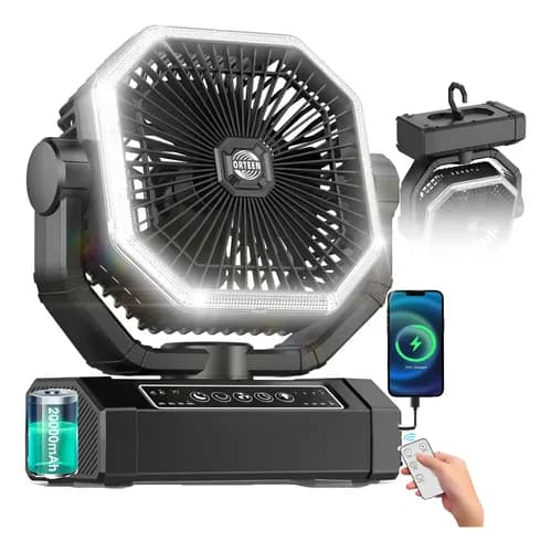 Ventilador Portátil Camping Con Luz Led,20000mah (60 Horas)