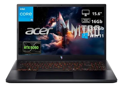 Acer Nitro V Intel Core I5- 13420h 512gb Ssd 16gb Ddr5 Nvidia Geforce Rtx 5050 8gb 15.6 Fhd (1920x1080) Windows 11 Anv15-52-57bb Negro