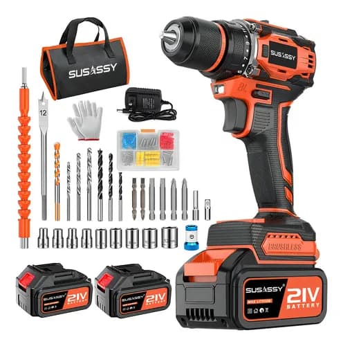 Taladro Rotomartillo Inalambrico Sin Escobillas Perforación Susassy 2 7500mah Baterías 3 En 1portabrocas Metálico Sin... 50 Hz Naranja
