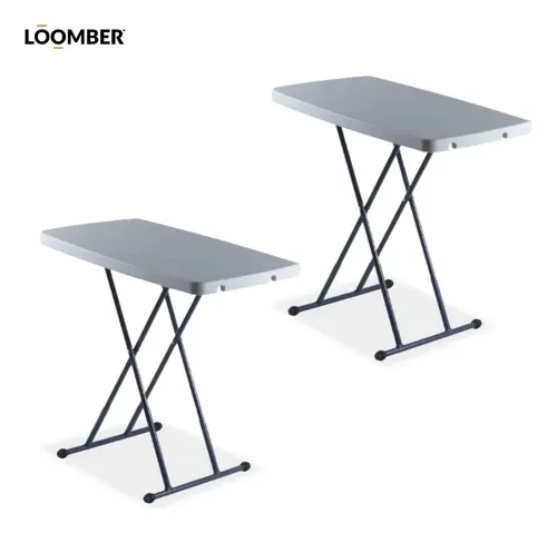 Set de 2 Mesas Plegables Blanca 77 cm Portátiles Catania