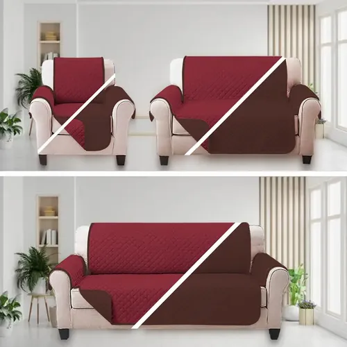 Protector Cubre Sala Sofá, 2 Vista Capitonado Lavable -3 Pzs
