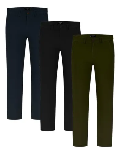 3 Pack Pantalon Gabardina Chino Recto