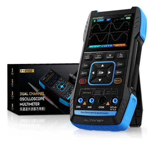 Osciloscopio Digital Fnirsi 2C23T Portátil 2 Canales Multímetro y Generador Señal 10MHz