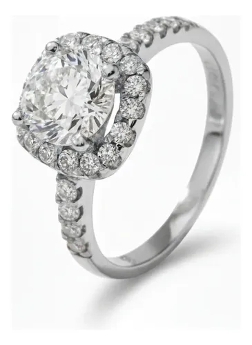 Anillo De Compromiso Oro 18k Moissanita 1.00ct Halo Vermij