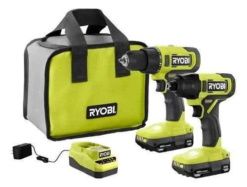 Kit Ryobi One+ Taladro Y Atornillador Impacto Pcl1200k2 Color Verde lima Frecuencia 60 hz