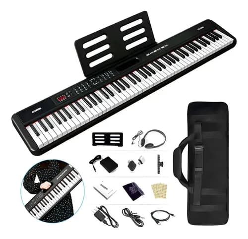 Teclado Musical Piano 88 Teclas Con Bluetooth Para Midi Color Negro
