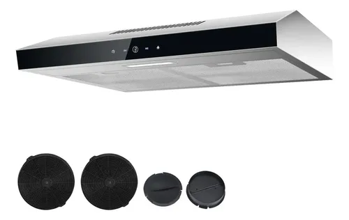 Campana Extractora De Cocina Purificadora Acero Inoxidable 300w, Con 2 Filtros De Carbón,pantalla Táctil,modernas,empotrable/pared 60cm,motor De Cobre, 3 Velocidades Negro