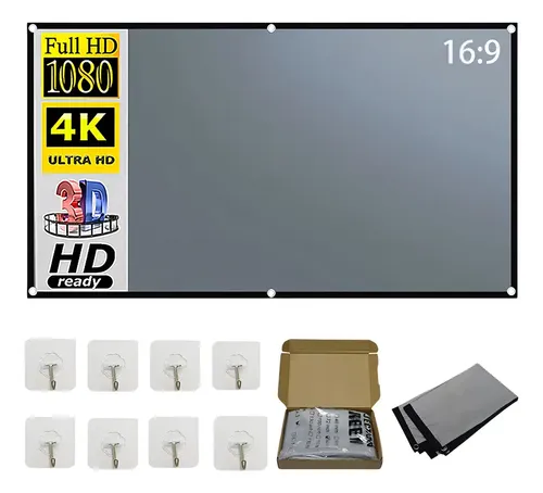 Pantalla 100" Proyector Antiluz 16:9 Gris 221x125cm Antireflejo Plegable