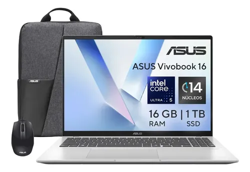 Laptop Vivobook 16 Ultra 5 16gb 1tbssd Con Mochila Y Mouse Asus Cool Silver