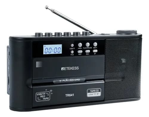 Radiograbadora Cassette Radio Am Fm Boombox Bluetooth Reproductor de MP3 USB Usb Tf Función de transcripción retekess TR641