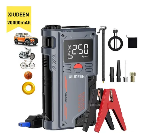 Arrancador De Batería De Auto Compresor De Aire XIUDEEN 12V Cargadores Baterias Portatil Inflador 150psi Con Smart Clip/Powerbank/Pantalla Digital/Flash LED,8000A T-700,Para Auto/Moto/Camioneta/Bolas
