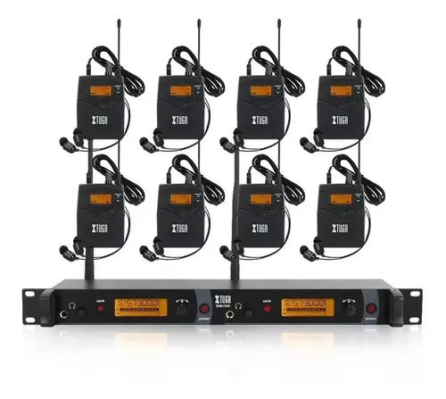 Xtuga Micrófono Inalámbrico Monitoreo 8 Monitoreo 2 Canales Color Iem1200 8 Bodypack