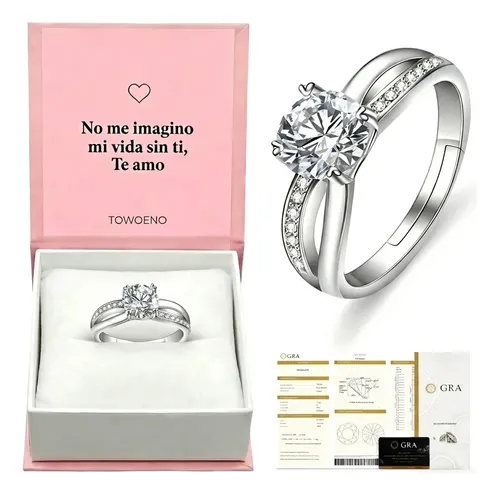 Anillo Compromiso Promesa Plata 925 Regalo Ajustable
