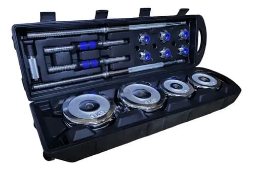 Mancuernas Kit Ajustable Pesas Con Barra Y Discos Gym 50kg Color Gris