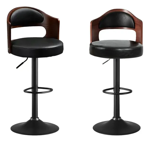 Set De 2 Bancos Giratorio 360° Para Bar/cocina Respaldo Alto