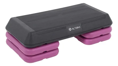 Step Banco Para Ejercicio Altera Fitness Aerobics 3 Alturas Color Negro-Rosa