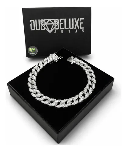 Pulsera Hombre Cubana Diamanta1 Plataley.925 Duodeluxejoyas®