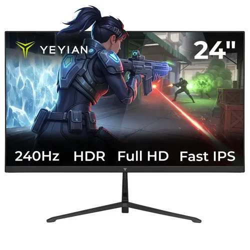 Monitor Yeyian Gaming 24 Pulgadas, 240ghz, Fhd 1920x1080 , Fast Ips,1ms, Freesync, G-sync, Hdr, Vesa 75 * 75, Hdmi 2.0 , Displayport 1.4, Para Xbox Series X/s/ps5/ps4/, Ymf-fp24-m1