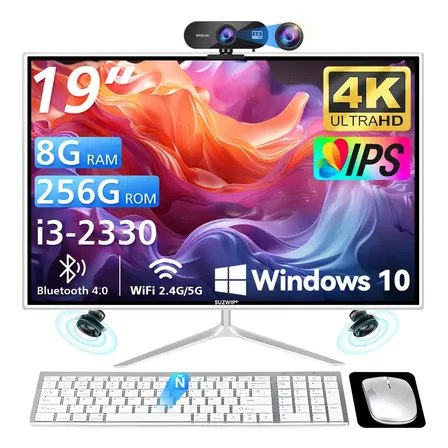 19'' All In One Pc Intel 8 256 Gb Con Cámara Teclado Ratón Intel Core I3-2330m Con Wifi Doble 2.4g /5g Y Bluetooth 4.0 Blanco