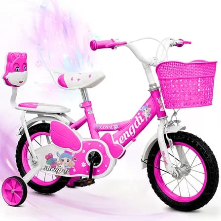 Bicicleta Infantil Para Niña Con Canasta Y Ruedas Aux R-16
